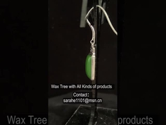 Cabochon 925 Sterling Silver Gemstone orecchini 7x12mm rettangolo giada verde