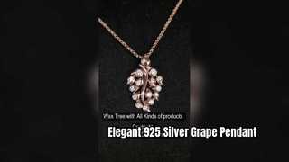 Splendida collana con ciondolo a forma di uva in argento 925, gioielli delicati RG