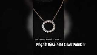 Elegante ciondolo a cerchio aperto con CZ in oro rosa e argento sterling 925