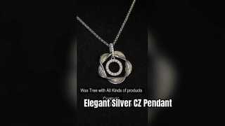 Elegante ciondolo in argento sterling 925 con doppio cerchio CZ