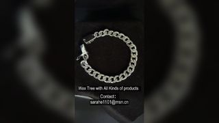 Bracciale da uomo a maglia cubana in argento CZ di lusso