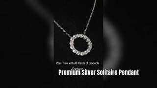 Elegante ciondolo solitario in argento sterling 925 aperto con 0 cerchi placcato rodio