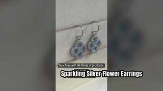 Splendidi orecchini con fiore portafortuna in acquamarina in argento 925
