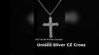 Ciondolo croce unisex in argento CZ in argento sterling 925