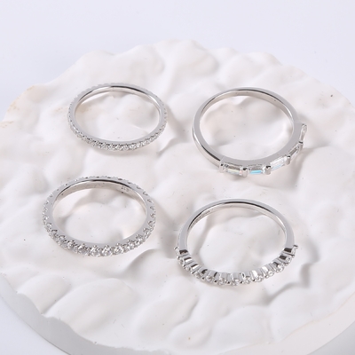 impegno Ring Unisex Silver Wedding Rings di 1.30g 925 CZ per le coppie