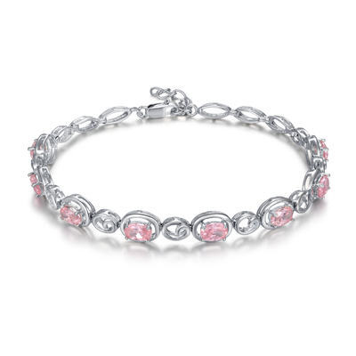 Braccialetto d'argento della CZ di rosa 925 del braccialetto di amicizia di incanto per le donne