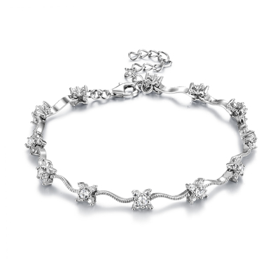 Braccialetto d'argento di Tiffany Couple Bracelets Flower 925 CZ per le donne