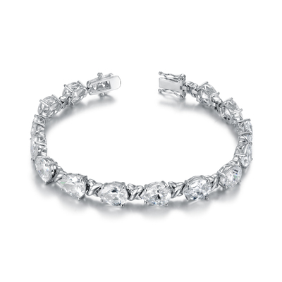 Braccialetto d'argento di Pandora Charm Bracelet Prong Setting 925 ovali CZ per le donne