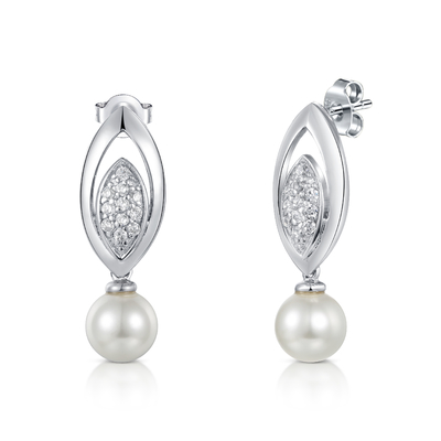 Serie della perla 925 orecchini madreperlacei degli orecchini della perla della CZ dell'argento per le donne