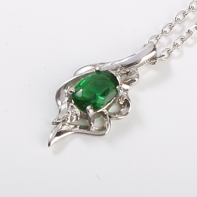 Collana di lusso d'argento del pendente del girasole 925 di verde dei gioielli della CZ della pietra preziosa della collana