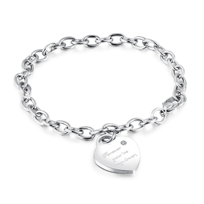 Massimo di Sterling Silver Chain Bracelet Extraordinary di incanto 925 del cuore lucidato