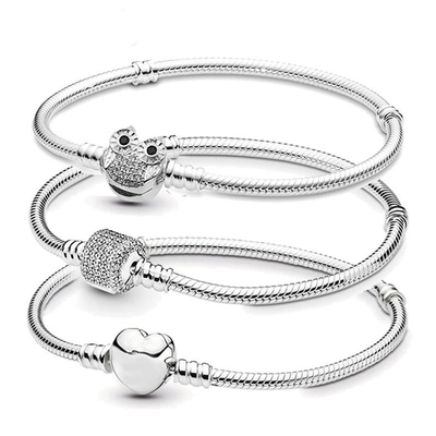La catena sveglia placcata d'argento del braccialetto incanta il regalo dei gioielli di DIY che prepara il rodio placcato
