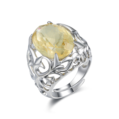 925 argento citrino naturale AAA grado CZ anelli di moda leggero 2,5 g