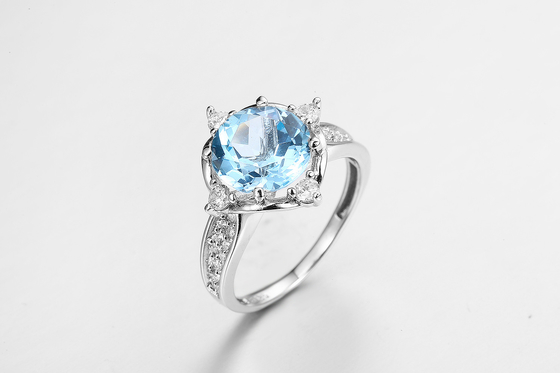 Elegante anello rotondo blu per donne gioielli casual / festa 925 argento 2,5 g