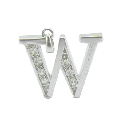 W Lettera Gioielli Accessoio 925 Argento CZ Pendente Per Le Vacanze Estive Guarda Alphabet Alphabet Pendente