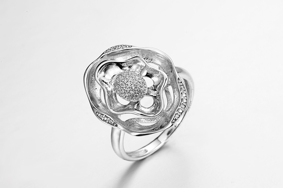 «Doppio fiore di amore» 925 anelli Pinky Promise Ring di Sterling Silver CZ