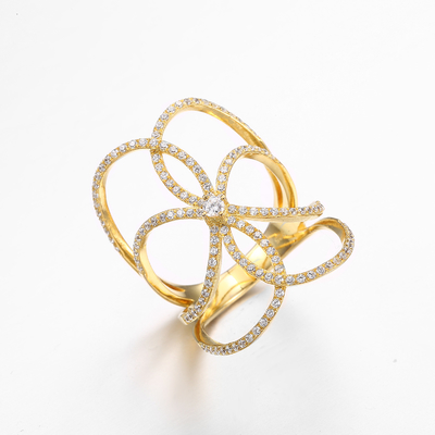 «L'arco fresco degli anelli della CZ dell'arco» di placcatura gialla tripla di 18K ha modellato l'anello del matrimonio