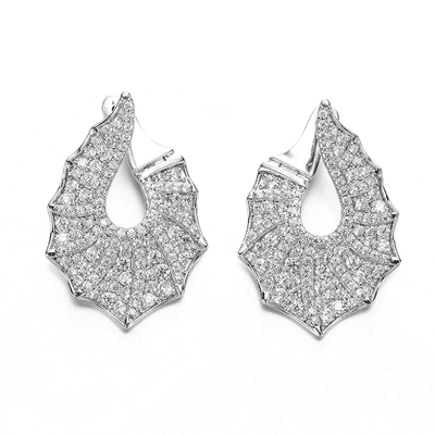 Orecchini nuziali 925 orecchini d'argento Bling e Earrigns nuziale elegante della CZ a forma di ventaglio