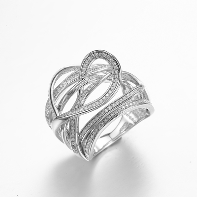 Il cuore ha afferrato 925 il biossido di zirconio d'argento Sterling Silver degli anelli 10.79g Pandora Heart Ring Clear Cubic della CZ