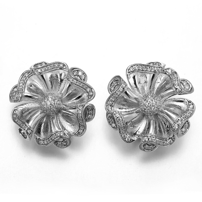 Progettazione d'argento degli orecchini dei gioielli degli orecchini del fiore della CZ di ipomea 925