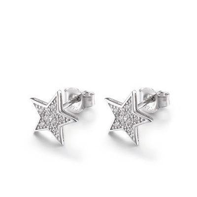 Orecchini 1.37g Sterling Silver Pentagram Earrings del perno della stella di zircone delle coppie