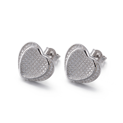 2,6 grammi 925 della CZ di OEM d'argento Tiffany Heart Earrings Silver degli orecchini