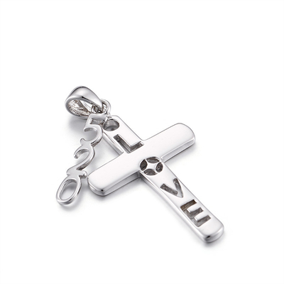 collana del pendente della lettera di amore dell'OEM del pendente dell'incrocio di 2.89g Sterling Silver CZ