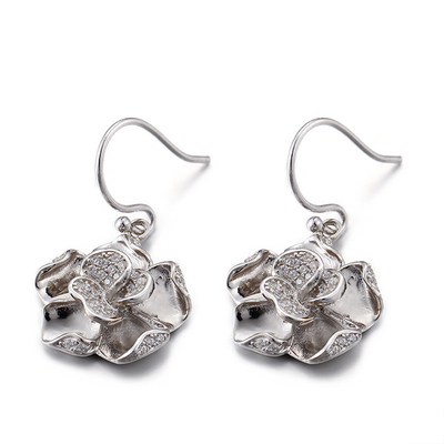 Orecchini 5.41g Sterling Silver Flower Stud Earrings del fiore di zircone del AAA
