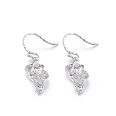 Gli orecchini 2.12g di Tiffany Sterling Silver Cubic Zirconia Drop Specchio-hanno lucidato