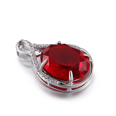 collana d'argento della perla di Prada del pendente della pietra preziosa 2.21g 925 con Ruby Pendant