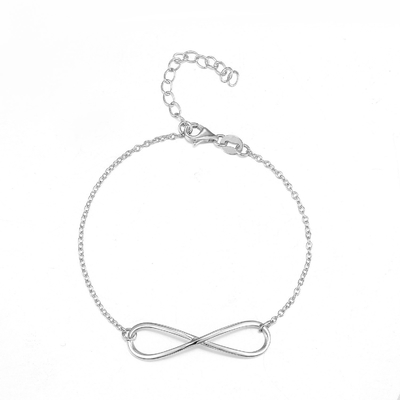 braccialetto d'argento Diamond Infinity Bolo Bracelet d'argento unisex di 10.37g 925 CZ