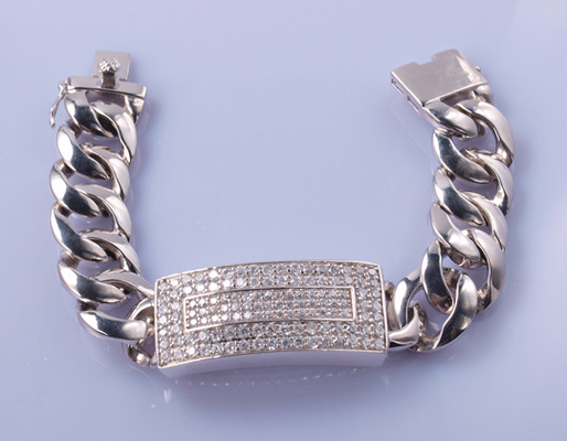 argento del braccialetto dei braccialetti 18cm 12mm Cuban Link dei regali di relazione a distanza 75g