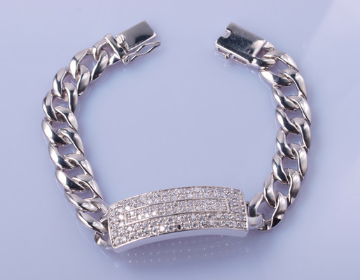 Braccialetto d'argento Tiffany Charm Sterling Silver Bracelet del 17cm 925 CZ degli uomini