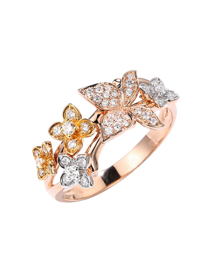 Nozze Ring Butterfly Diamond 0.24ct di carati di Rose Gold 18 CONTRO chiarezza
