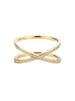 Oro del 18k delle donne con l'incrocio Ring Shape Round Brilliant Cut di Diamond Ring 0.39ct