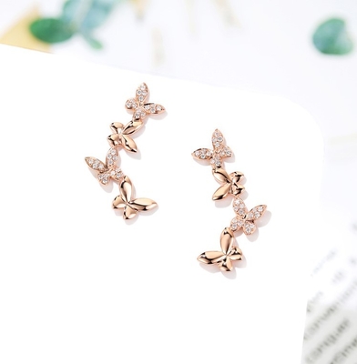 Taglio brillante del giro di Diamond Earrings 0.22ct dell'oro della farfalla 18K per le donne