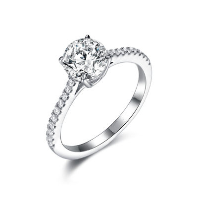 925 il giro di Sterling Silver Diamond Engagement Rings 6.0mm ha modellato lo stile nobile