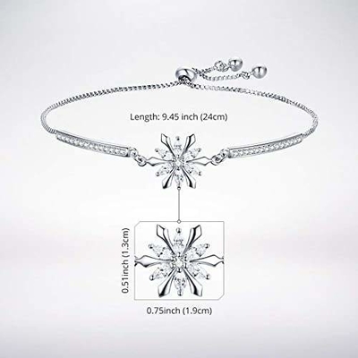Il fiocco di neve a catena regolabile del braccialetto d'argento di placcatura S925 delle ragazze delle donne ha personalizzato