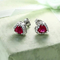 Donne 925 orecchini rossi di biossido di zirconio di Sterling Silver Wedding Sets Heart ed insieme del pendente