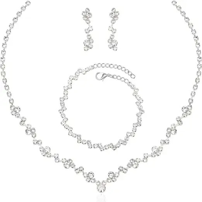 Eleganti orecchini e braccialetti da legame set 925 Sterling Silver gioielli con zirconia AAA cubica