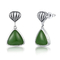 La foglia progetta 925 Sterling Silver Stud Earrings Gemstone Emerald Green Stone Earrings