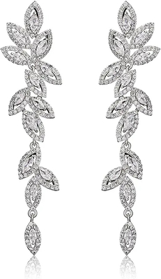 Sterling Silver Cubic Zirconia Earrings, 0.8g Sterling Silver Heart Drop Earrings