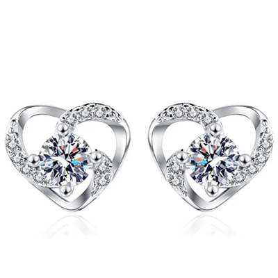 925 perni d'argento alla moda dell'orecchio, 925 orecchini d'argento di Sterling Heart Shaped CZ