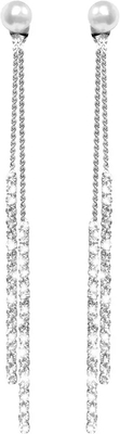 Lungamente ciondoli gli orecchini d'argento della CZ di goccia 925, 3.2g la goccia lunga Diamond Earrings