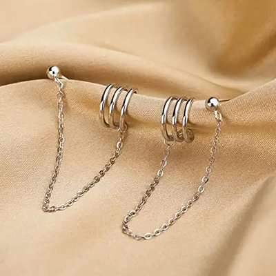 Cingolo 925 Sterling Silver Cuff Earrings Chain per le ragazze teenager delle donne