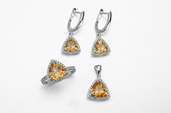Anelli di festa casual con citrino naturale di grado AAA di zirconia cubica