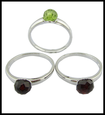 925 Anelli di pietre preziose d'argento Eleganti forme ovali rotonde Turmalina Colorevole pietra preziosa
