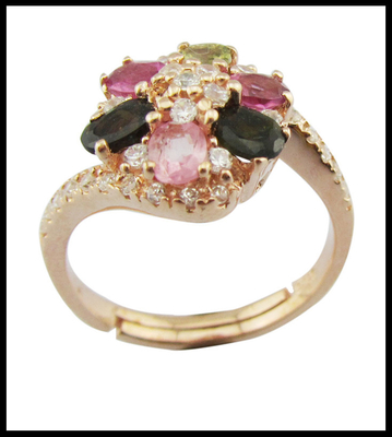 3~5g 925 Pietra d'argento Turmalina Anelli Donne Gioielli Casuali / Feste occasioni Colorati Pietra d'argento naturale