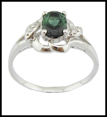 Eleganti anelli di turmalina argento con rivestimento in rodio