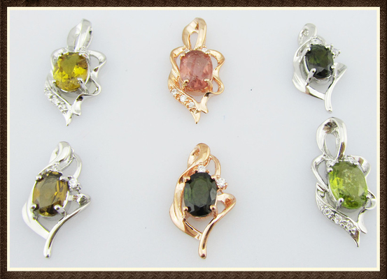 Occasione Ogni giorno 925 Sterling Silver Gem Pendant con turmalina colorata